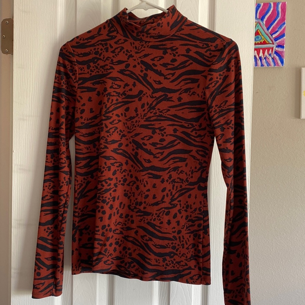 animal print turtle neck